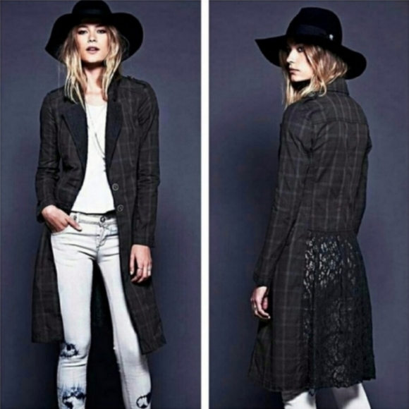 Free People Jackets & Blazers - Free People Retro Plaid Lace Blazer Coat Jacket